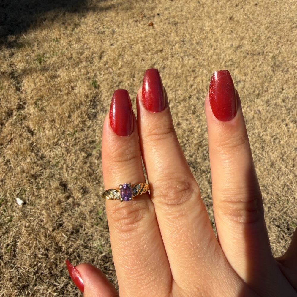 14k Gold Plated Gold Ring with Purple Gemstone